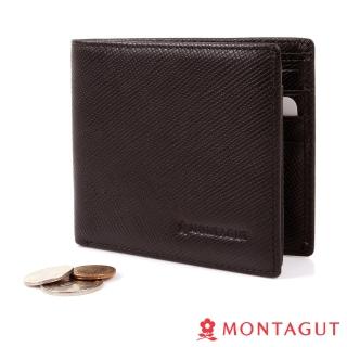 【MONTAGUT 夢特嬌】細網紋頭層牛皮真皮短夾(5卡3照2夾)