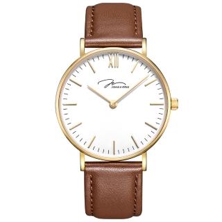 【J&V】極簡系列英倫紳士棕腕錶40mm(Y01647-Q3.GGWLZ)
