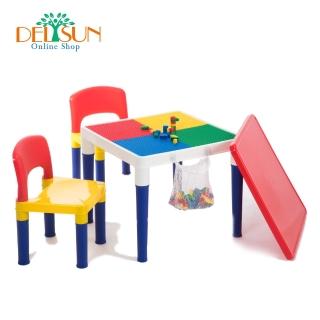 【DELSUN】積木桌椅組 繽紛彩虹