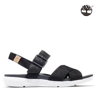 【Timberland】女款黑色磨砂革交織涼鞋(A27T6015)