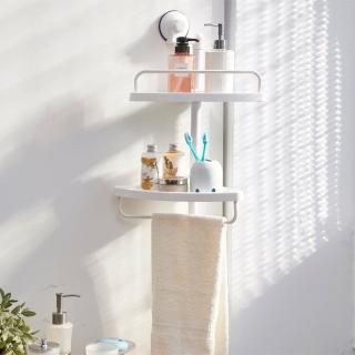 【ikloo 宜酷屋】TACO無痕吸盤-時尚雙層角落置物架