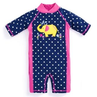 【JoJo Maman BeBe】嬰幼兒/兒童連身式防曬泳裝_黃色大象(JJD7967)