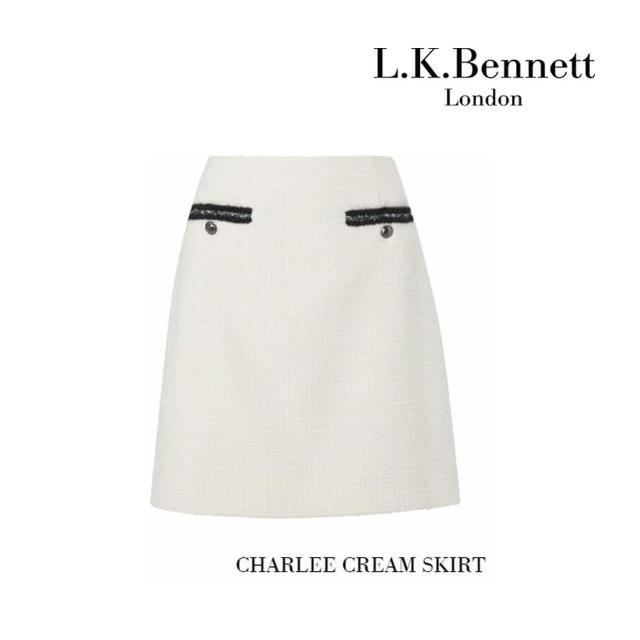 【L.K.Bennett】CHARLEE毛呢短裙-白(英國凱特王妃 專櫃頂級精品)