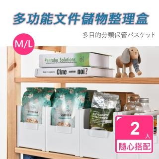 【優品家居】多功能文件儲物整理盒 M號/L號 2入組 隨心搭配(可疊加 分隔收納雜物盒 簡約款 無印風)