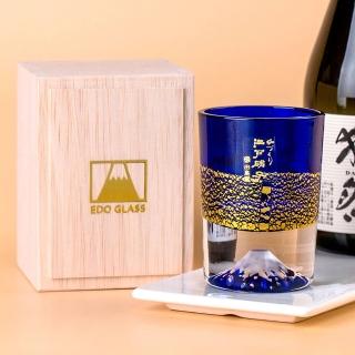 【田島硝子】新作! 日本製 職人手工製作金箔冷 富士山杯 酒杯 琉璃藍色(TG20-016-1GB)