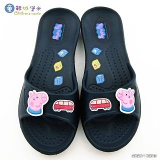 【童鞋城堡】喬治豬 小汽車室內拖鞋 粉紅豬小妹(PG0037-藍)