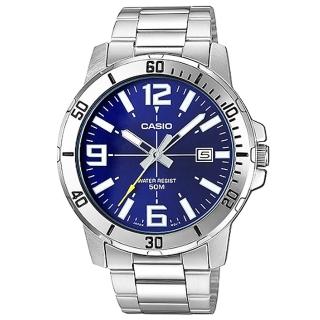 【CASIO 卡西歐】卡西歐運動鋼帶錶-藍(MTP-VD01D-2B)