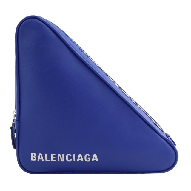 Balenciaga 巴黎世家【Balenciaga 巴黎世家】經典LOGO三角形造型大手拿包(藍 大)