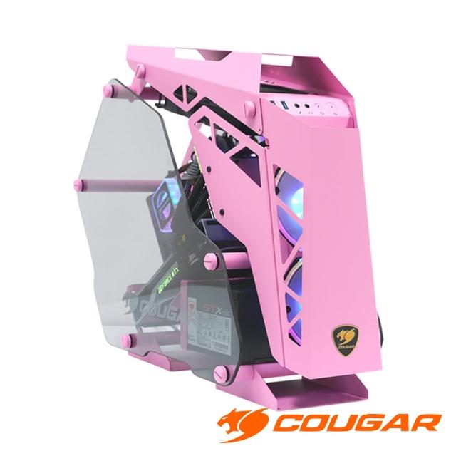 【COUGAR 美洲獅】CONQUER MINI PINK 開放式電腦機殼 鋼化玻璃 鋁合金架構機箱 機殼(Mini ITX / Micro ATX)