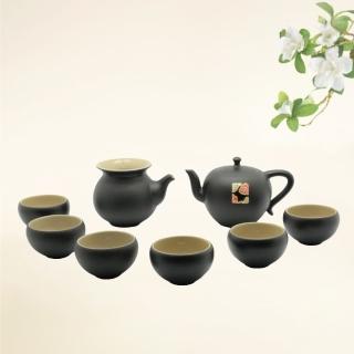 【LohasPottery 陸寶】禪風刺繡茶禮-娘子 一壺六杯一茶海(茶具用品 茶器套裝杯壺組)