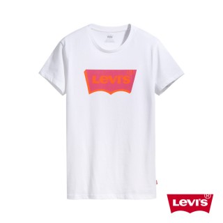 【LEVIS】女款 短袖T恤 / 翻玩夏日Logo T / 復古3D電玩風Logo / 白 熱賣單品
