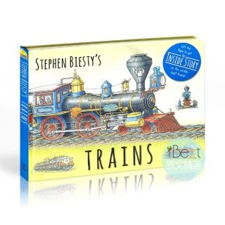 【iBezt】Stephen Biesty Trains(Cased Board Book with Flaps)