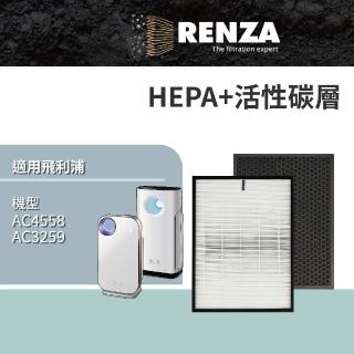 【RENZA】HEPA+活性碳濾網 適用飛利浦 PHILIPS 空氣清靜機 AC4558 AC3259(可替代FY3433 FY3432)