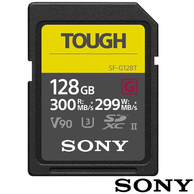 SONY 索尼【SONY 索尼】SF-G128T SD SDXC 128G/GB 300MB/S TOUGH UHS-II 高速記憶卡(公司貨 C10 U3 V90 支援4K 錄影)