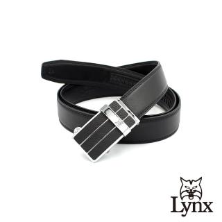 【Lynx】美國山貓-時尚男士商務休閒系列皮帶腰帶 牛皮/經典款/自動扣 LY11-8858-99(黑色)