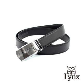 【Lynx】美國山貓-時尚男士商務休閒系列皮帶腰帶 牛皮/經典款/自動扣 LY11-8864-99(黑色)