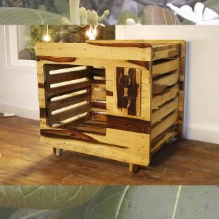 【吉迪市柚木家具】胡桃木透氣式造型貓屋 LT-079E(寵物用品 貓窩 貓咪 寵物窩 復古)