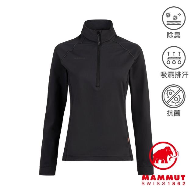 Mammut 長毛象【Mammut 長毛象】Snow ML Half Zip Pull 保暖長袖立領排汗衣 黑色 女款 #1014-02410