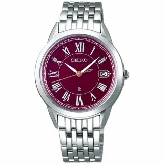 【SEIKO 精工】LUKIA 動人時光太陽能女錶-33.9mm/酒紅(V147-0CR0R/SUT393J1)