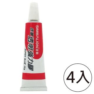 【SIMBALION 雄獅文具】GU-301 透明強力膠 10g(4入1包)