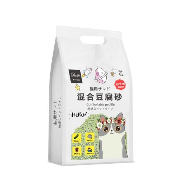 【RoLife 簡約生活】天然環保豆腐貓砂/益生菌混合款豆腐砂6L-8包組(全面升級益生菌配方除臭不加價)