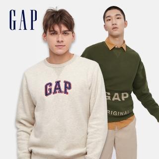 【GAP】男女同款 碳素軟磨系列 Logo簡約圓領休閒上衣(多色可選)