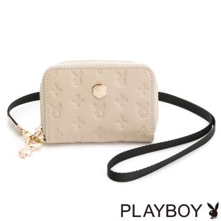【PLAYBOY】零錢包附頸掛繩 Colorful Bunny系列(米白色)