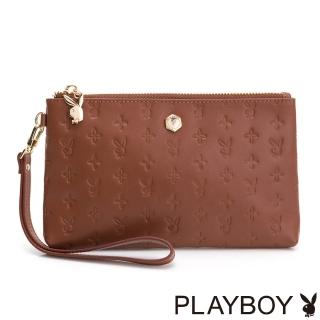 【PLAYBOY】萬用包附手挽帶 Colorful Bunny系列(棕色)