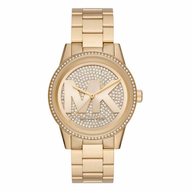 【Michael Kors】華麗風滿鑽大LOGO潮流腕錶-金(MK6862)