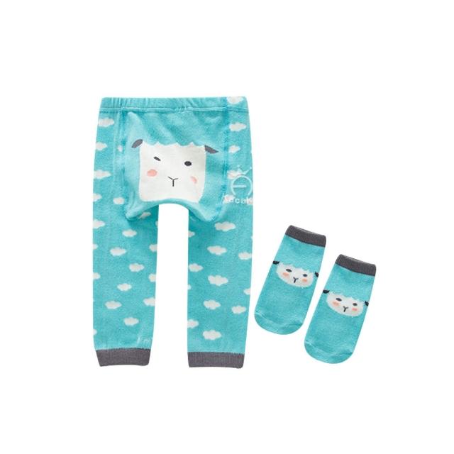 【Baby 童衣】嬰兒長褲 寶寶動物造型針織內搭褲+襪子兩件組 88573(共8色)