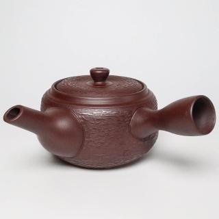 【福介商店】日本陶壺 萬古燒 松皮 橫手急須 0.5L(泡茶壺 沖泡壺 橫柄壺具)