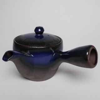 【福介商店】日本陶壺 萬古燒 千筋琉璃 橫手急須 0.35L(泡茶壺 沖泡壺 橫柄壺具)