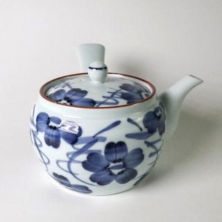 【福介商店】日本陶壺 有田燒 染花紋 橫手急須 0.35L(泡茶壺 沖泡壺 橫柄壺具)