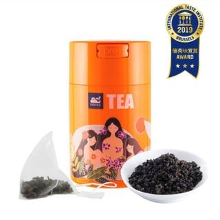 【POITC-C】台灣紅烏龍絲綢102三角茶包3gX20包X1罐(iTQi3星獎、中焙、循環利用密鮮罐、有機茶、自然農法)