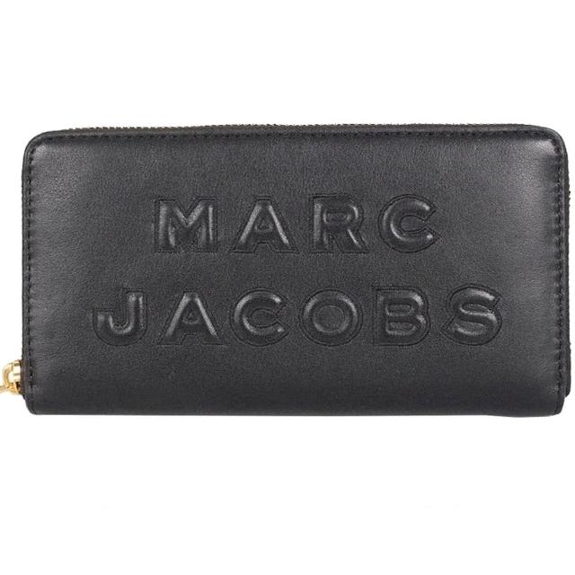 MARC JACOBS 馬克賈伯【MARC JACOBS 馬克賈伯】黑色浮雕LOGO皮革拉鍊長夾