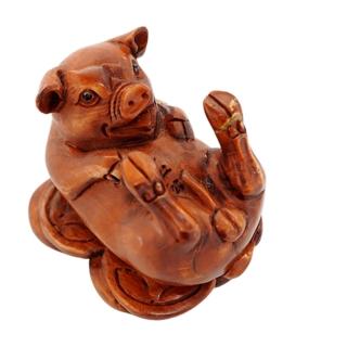 【十方佛教文物】諸事圓滿豬{黃楊木}(平安財運順利)