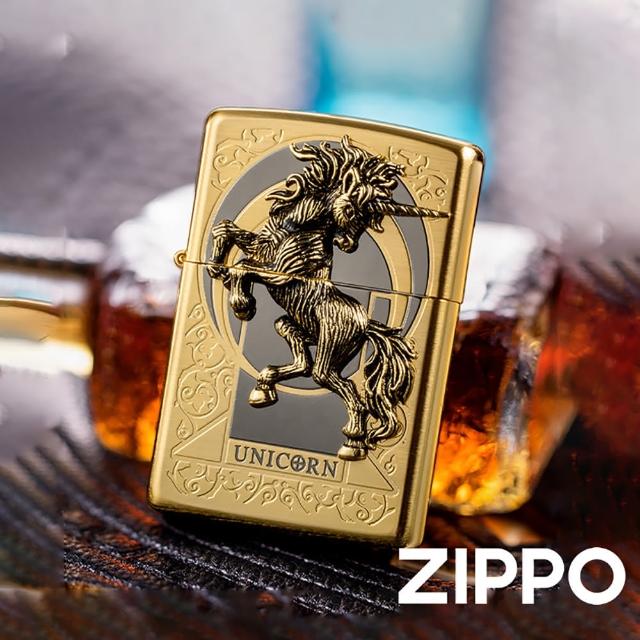 Zippo【Zippo】韓系- 尊爵獨角獸金色防風打火機(美國防風打火機)