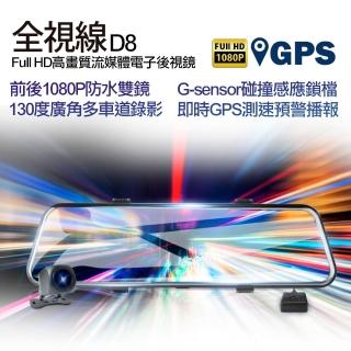 【全視線】W8 GPS測速預警前後1080P高畫質流媒體電子後視鏡