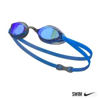 【NIKE 耐吉】SWIM 兒童 專業型泳鏡 抗UV 超廣角 Legacy Mirror 藍 NESSA180-400