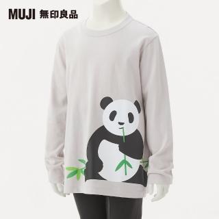 【MUJI 無印良品】兒童有機棉天竺印花長袖T恤(大熊貓)