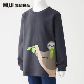 【MUJI 無印良品】兒童有機棉弱撚天竺印花長袖T恤(樹獺)