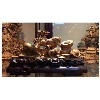 【桃花源創意工坊】三羊開泰(檀香雕件)