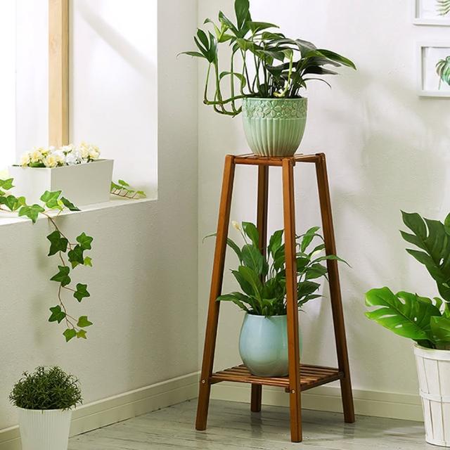 Happylife 塔型楠竹花架2層y 園藝架立式花架盆栽架多肉植物花草園藝用具展示架植栽架 Momo購物網