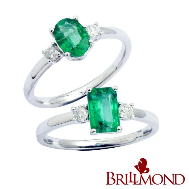 【BRILLMOND JEWELRY】經典天然祖母綠鑽戒(天然真鑽 PT950鉑金台)