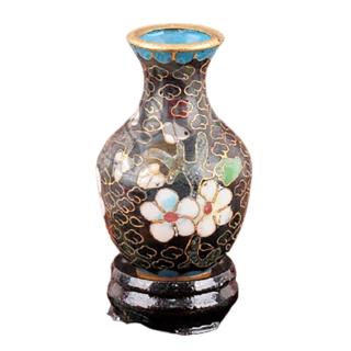 【十方佛教文物】景泰藍迷你黑色花瓶附座1只(累積福報資糧)