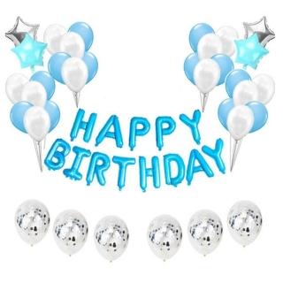 質感淺藍色系氣球生日套餐1組(生日 生日氣球  派對 生日派對)