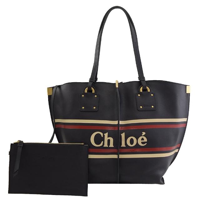 【Chloe’ 蔻依】品牌LOGO個性風不規則肩背子母托特包(深藍)