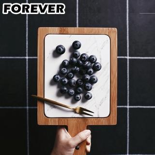 【日本FOREVER】北歐時尚竹製大理石輕食盤/附柄托盤(17X28)