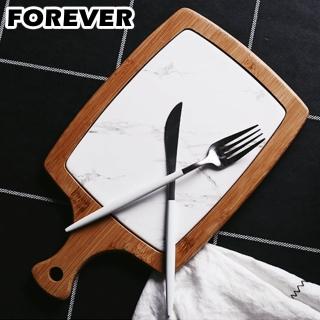 【日本FOREVER】北歐時尚竹製大理石輕食盤/附柄托盤(19X32.5)