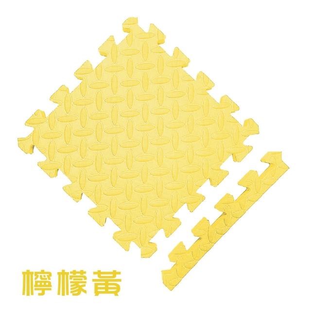 【MOMOTARO 桃太郎地墊】台灣製極厚2.5CM超Q樹葉紋64x64巧拼地墊防撞墊瑜珈墊-附雙邊條(4片裝-約0.5坪)